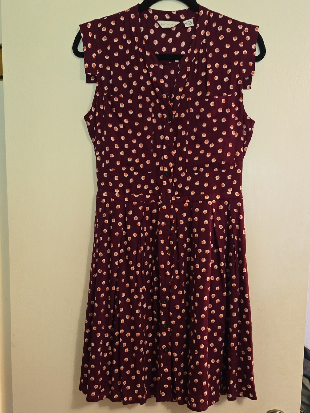 Anthropologie 11.1 Tylho Burgundy Polka Dot Mini Dress, Size M